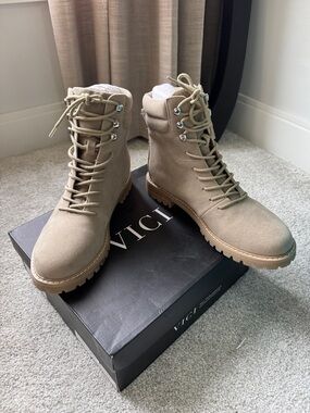 VICI Giselle Faux Suede Lace-Up Combat Boots